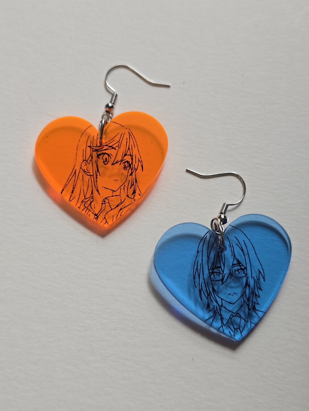 Exolansis Horimiya Anime Face Earrings Orange + Blue
